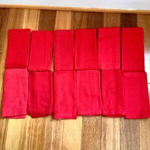 Set 12 100% Cotton Red Cloth Dinner Napkins 18x18” Christmas Holiday Table Decor